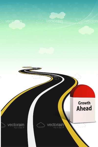 Curved Road with Growth Message Sign